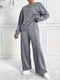Women's Solid Color Crew Neck Sweatshirt And Sweatpants Two-Piece Set