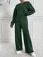 Women's Solid Color Crew Neck Sweatshirt And Sweatpants Two-Piece Set