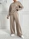 Women's Solid Color Crew Neck Sweatshirt And Sweatpants Two-Piece Set