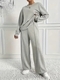 Women's Solid Color Crew Neck Sweatshirt And Sweatpants Two-Piece Set