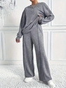 Women's Solid Color Crew Neck Sweatshirt And Sweatpants Two-Piece Set