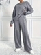 Women's Solid Color Crew Neck Sweatshirt And Sweatpants Two-Piece Set
