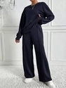 Women's Solid Color Crew Neck Sweatshirt And Sweatpants Two-Piece Set