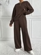 Women's Solid Color Crew Neck Sweatshirt And Sweatpants Two-Piece Set