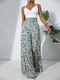 Printed Spaghetti Strap Wide-Leg Jumpsuit