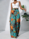 Printed Spaghetti Strap Wide-Leg Jumpsuit