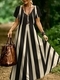 Retro-V-Ausschnitt-Kurzarm-Bedrucktes-Strandkleid