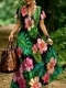 Retro-V-Ausschnitt-Kurzarm-Bedrucktes-Strandkleid