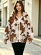 German Velvet Hooded Printed Jacket Women's Winter Loose Zip