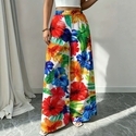 Große Größen Wide-Leg-Tropisch-Blumenprint-Hose
