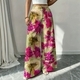 Große Größen Wide-Leg-Tropisch-Blumenprint-Hose