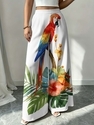 Große Größen Wide-Leg-Tropisch-Blumenprint-Hose