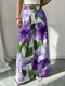 Große Größen Wide-Leg-Tropisch-Blumenprint-Hose