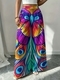 Große Größen Wide-Leg-Tropisch-Blumenprint-Hose