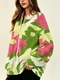 Colorful Plant Print German Velvet Zip Jacket For Women