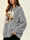 Colorful Plant Print German Velvet Zip Jacket For Women