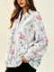 Colorful Plant Print German Velvet Zip Jacket For Women