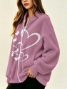 Herzprint Deutscher Samt Reißverschluss-Jacke Für Damen