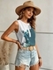 Henley Neck Printed Button Sleeveless Tank Top