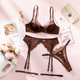4-teiliges Set aus Spitzen-BH mit Cutout-Transparenz und Strapsgürtel
