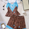 Leopard print Leopard Print Lace Splicing Cami And Shorts Loungewear Set For Women