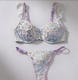 Lila Spitzenbesticktes Druck-BH-Zweiteiler-Set für Damen