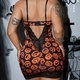 Pumpkin smiley face Halloween Pumpkin Print Lace Panel Cami Bodycon Nightdress