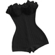Schwarzer schmal geschnittener Dessous-Romper mit Rüschen und Off-Shoulder-Design
