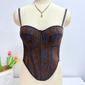 Damen-Corsagen-Camisole-Top aus Denim-Cord
