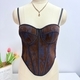 Damen-Corsagen-Camisole-Top aus Denim-Cord