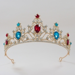 Imitation Gold With Red And Blue Rhinestones