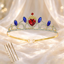 Ruby And Sapphire Bridal Crown Alloy Headpiece