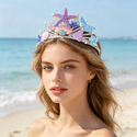 Ocean Theme Princess Crown Alloy Hair Comb Tiara