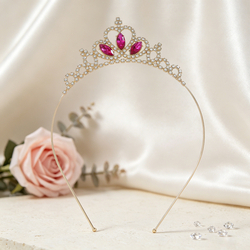 Gold Rose Red Rhinestone