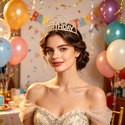 Elegant Alloy Birthday Crown Hair Comb Tiara