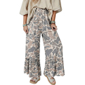Multi-color Loose Camouflage Print Wide-Leg Pants For Women