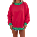 Women's Patchwork Contrast Color Long Sleeve Sweatshirt