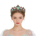 Vintage Gold Alloy Bridal Crown With Colorful Rhinestones