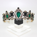 Vintage Gold Alloy Bridal Crown With Colorful Rhinestones