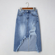 High Waist Long Denim Skirt With Pockets