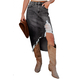 High Waist Long Denim Skirt With Pockets
