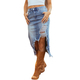 High Waist Long Denim Skirt With Pockets