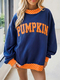 Letter Print Half Turtleneck Long Sleeve Pullover Sweatshirt