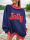 Letter Print Half Turtleneck Long Sleeve Pullover Sweatshirt