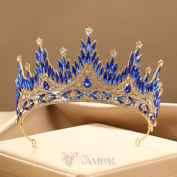 French Vintage Blue Diamond Crown Tiara