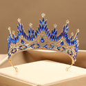 French Vintage Blue Diamond Crown Tiara