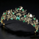 Antique gold green Green Crystal Vintage Baroque Bridal Tiara Crown