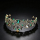 Antique gold green Green Crystal Vintage Baroque Bridal Tiara Crown
