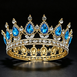 Gold Base Lake Blue Diamond + White Diamond
