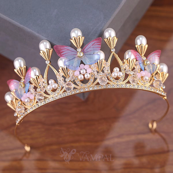 Butterfly crown handmade headpiece Girls' Crystal Tiara Crown Headpiece